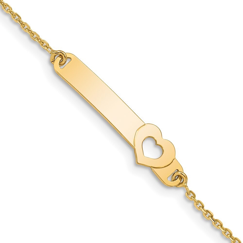 14k Yellow GoldPolished Heart w/1in ext. ID Bracelet